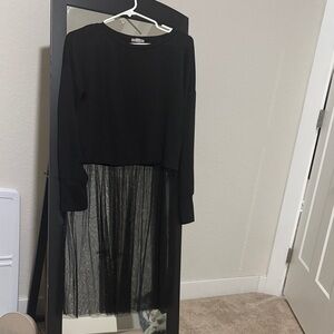 Melrose and Market Black Sheer Layered Top